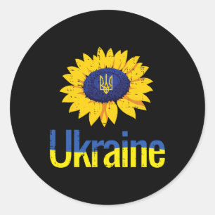 Ukraine-Sonnenblumen-Dreizack Tryzub Ukrainisches Runder Aufkleber