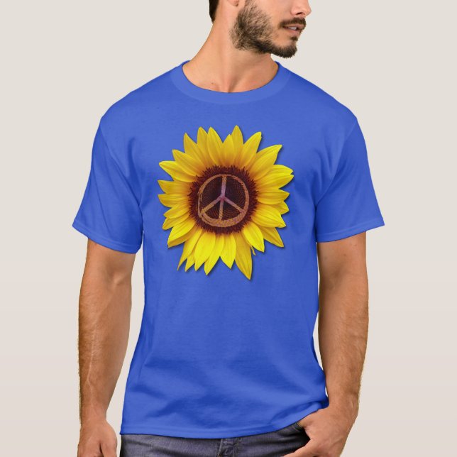Ukraine Sonnenblumen Friedenszeichen Signatur Anti T-Shirt (Vorderseite)