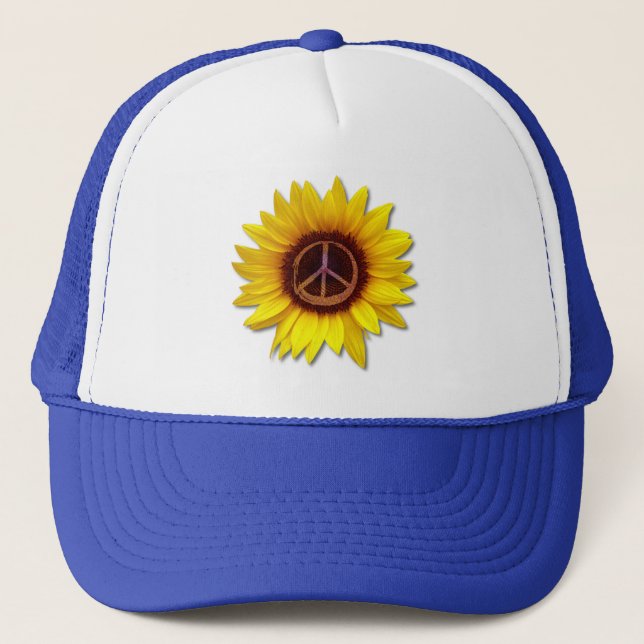 Ukraine Sonnenblumen Friedenszeichen Zeichen gegen Truckerkappe (Vorderseite)