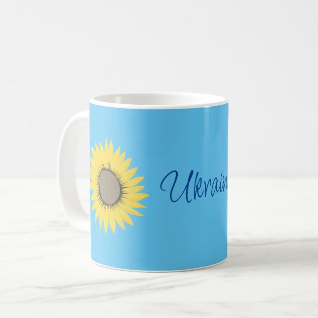 Ukraine Sonnenblumen Gelb und blau Patriotisch Kaffeetasse (Vorderseite Links)