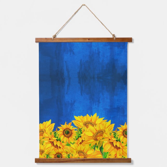 Ukraine Sonnenblumen - stehen Sie mit der Ukraine Wandteppich Mit Holzrahmen (Vorderseite)