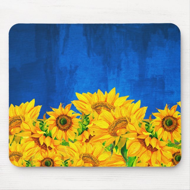 Ukraine Sonnenblumenbanner Mousepad (Vorne)