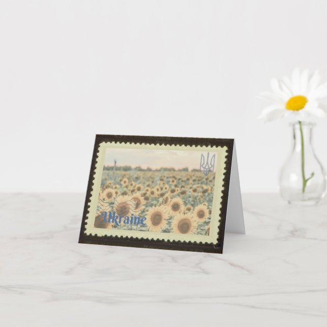 Ukraine Sonnenblumenfeld Briefmarke Grußkarten Karte (Kleines Gewächs)