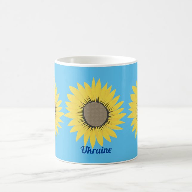 Ukraine Sonnenblumenmuster Gelb und Blau Kaffeetasse (Mittel)