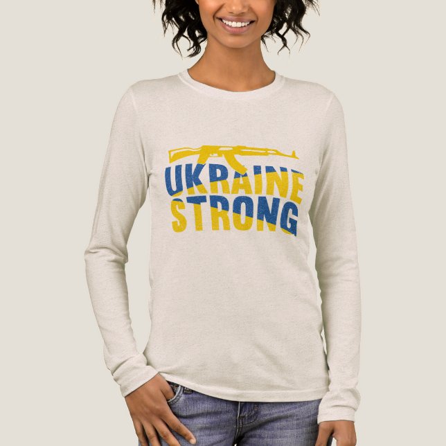 Ukraine: Starke Unterstützung für die Ukraine Tri-Blend Shirt (Vorderseite)