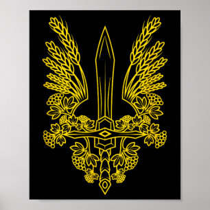 Ukraine stilisiertes gelbes Wappen - Ukrainisches Poster