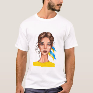 Ukraine stoppt Krieg braunes Haar T-Shirt