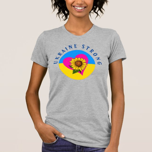 Ukraine Strong Cute Sunflower Heart T-shirt (Devant)