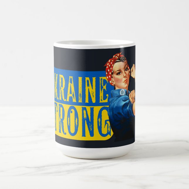 Ukraine Strong Rosie the Riveter Kaffeetasse (Mittel)