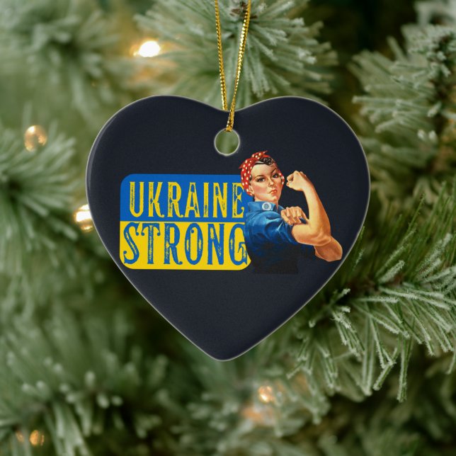 Ukraine Strong Rosie the Riveter Keramik Ornament (Baum)