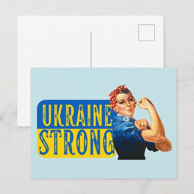 Ukraine Strong Rosie the Riveter Postkarte (Vorne/Hinten)