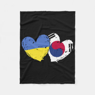 Ukraine Südkorea Herz Flaggen Ukrainische Koreanis Fleecedecke