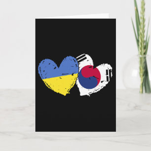 Ukraine Südkorea Herz Flaggen Ukrainische Koreanis Karte