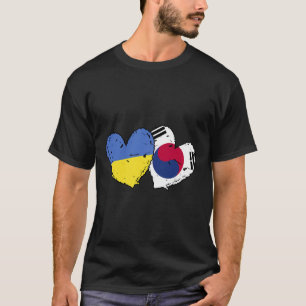 Ukraine Südkorea Herz Flaggen Ukrainische Koreanis T-Shirt