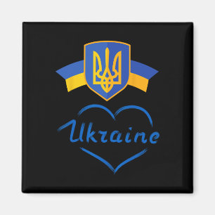 Ukraine Symbol Ukrainische Flagge Goldener Dreizac Magnet