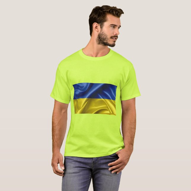 Ukraine T - Shirt der Flaggenfarben (Vorne ganz)