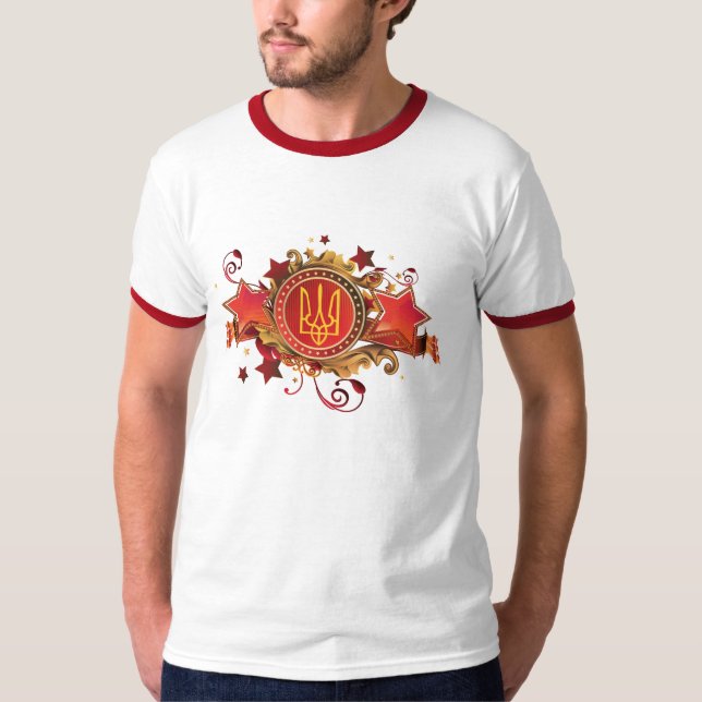 Ukraine-T - Shirt. Entworfenes Emblem T-Shirt (Vorderseite)