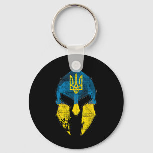 Ukraine T-Shirt Sparta Helm Ukraine Wappen Flagge  Schlüsselanhänger
