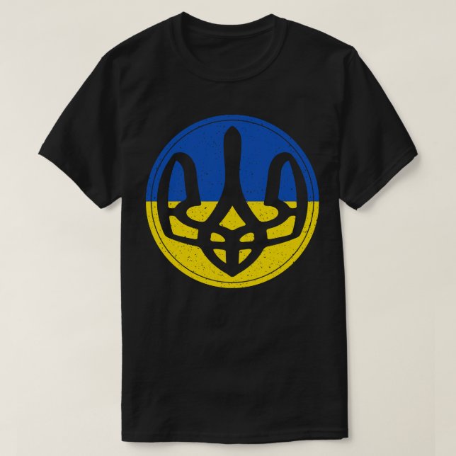 Ukraine Trident gestörte Fische Augenstil T-Shirt (Design vorne)