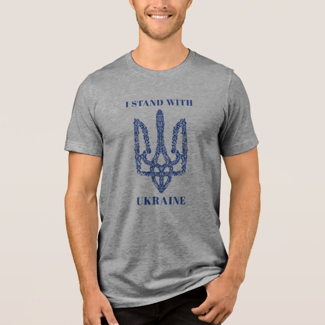 UKRAINE. Trident. I Stand With Ukraine.  Tri-Blend Shirt (Vorderseite)