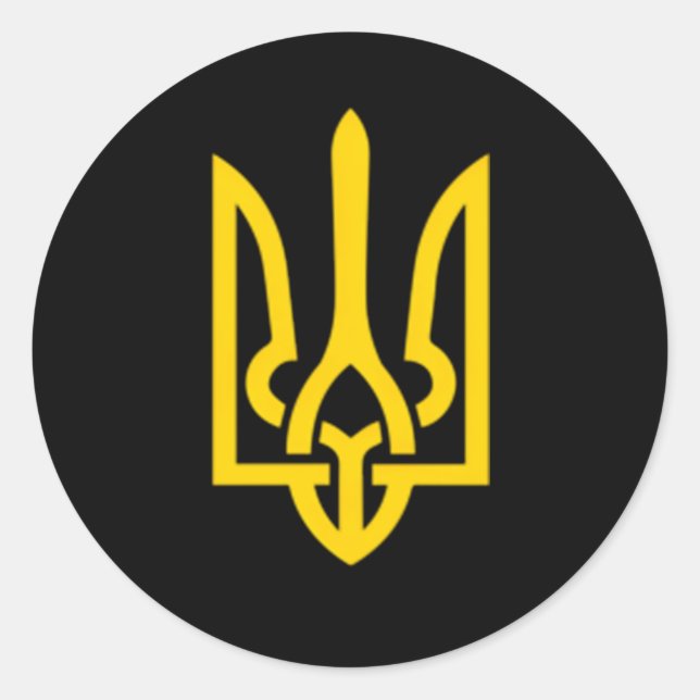Ukraine Trident Symbol Mittelukrainischer Zelensky Runder Aufkleber (Vorderseite)