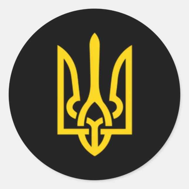 Ukraine Trident Symbol Mittelukrainischer Zelensky Runder Aufkleber (Vorderseite)