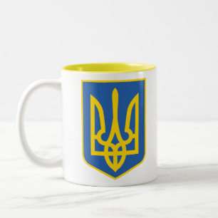 UKRAINE-TRIDENT ZWEIFARBIGE TASSE
