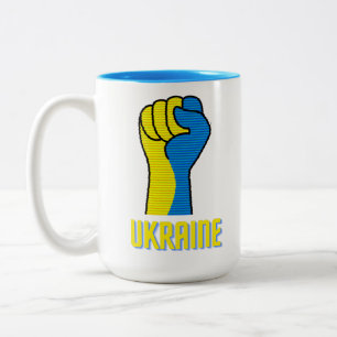 Ukraine trotzige Faustschild Zwei-Tonen-Kaffee-Tas Zweifarbige Tasse