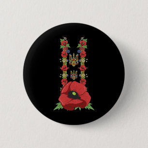 Ukraine Trysub Rote Mohnblumen Süße Vintage Ukrain Button