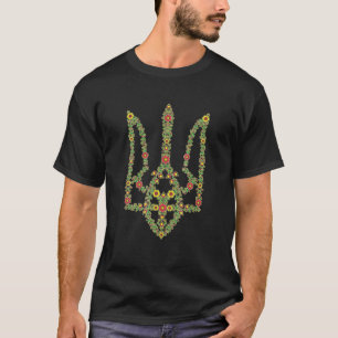 Ukraine Tryzub T-Shirt Ukrainische Blume modische