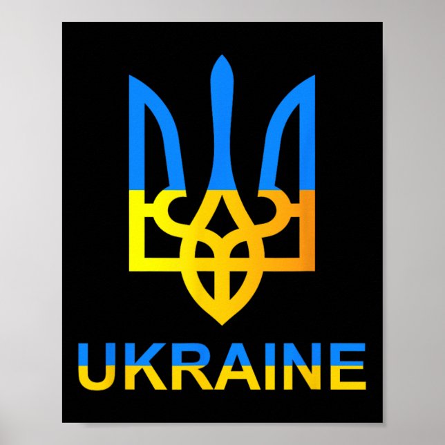 Ukraine Tryzub Trident Bold Modern Flag Style Grap Poster (Vorne)