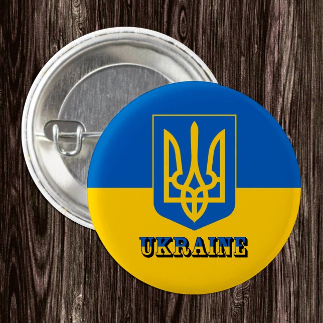 Ukraine, Tryzub, ukrainische Flagge/Wappen-Coat Button (Von Creator hochgeladen)