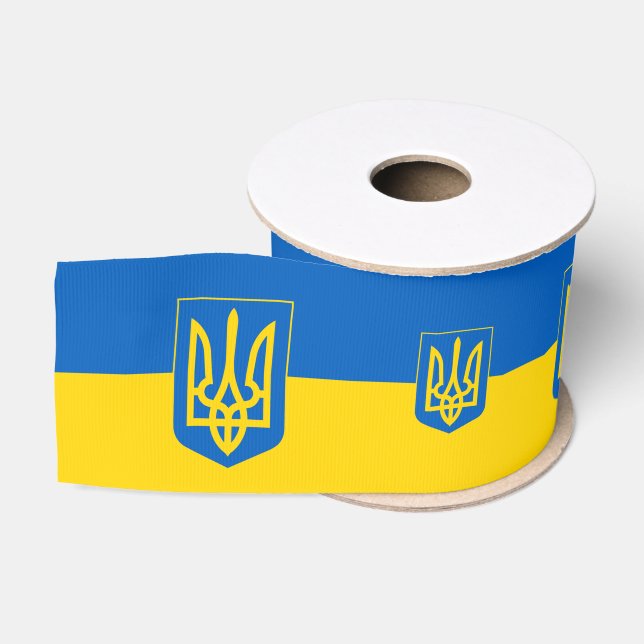 Ukraine, Tryzub, ukrainische Flagge / Wappen Gro Ripsband (Spule)