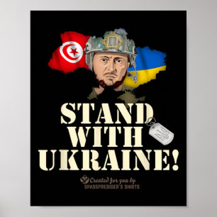 Ukraine Tunesien Flaggen Zelensky Steht mit der Uk Poster