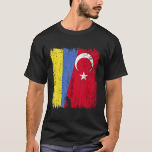 Ukraine Türkei Halbe Flagge Türkei Ukrainisch Türk T-Shirt