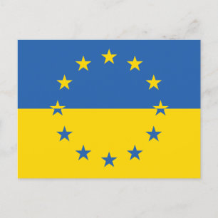 Ukraine Ukraine EU Europa Europäische Flagge Postkarte