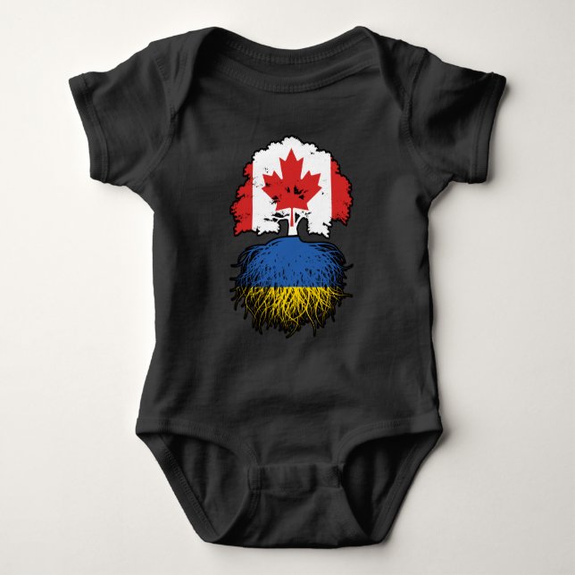 Ukraine Ukrainisch Kanadisches Treuhandflagge Baby Strampler (Vorderseite)