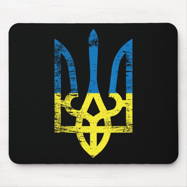 Ukraine Ukrainisch Kiew Trysub Flagge 15  Mousepad (Vorne)