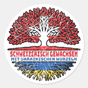 Ukraine Ukrainisch Schweizer Schweiz Baum Wurzel Runder Aufkleber