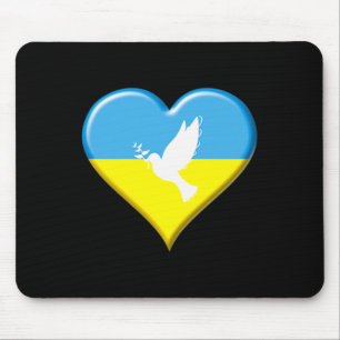 Ukraine Ukrainische Flagge Herz Frieden Taube Unte Mousepad