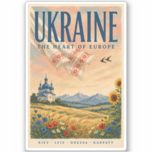 Ukraine Ukrainische Landschaft Illustration Reise Aufkleber