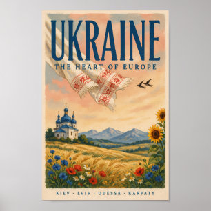 Ukraine Ukrainische Landschaft Illustration Reise Poster