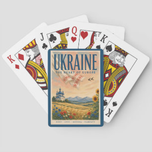 Ukraine Ukrainische Landschaft Illustration Reise Spielkarten