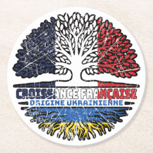 Ukraine Ukrainisches Französisch-Frankreich Treots Runder Pappuntersetzer