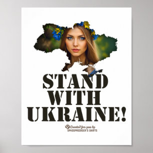 Ukraine Umriss Ukrainische Frau Parole Steh mit  Poster