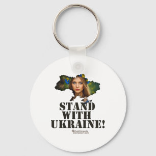 Ukraine Umriss Ukrainische Frau Parole Steh mit Schlüsselanhänger