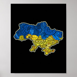 Ukraine-Umrisskarte als Geschenk mit Nationalflagg Poster