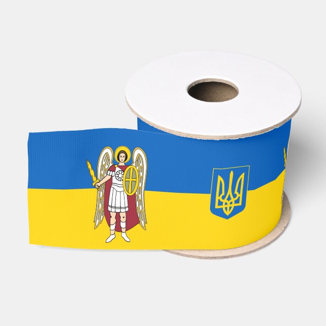 Ukraine und Kiew-Stadtmatte, ukrainische Flagge Ripsband (Spule)