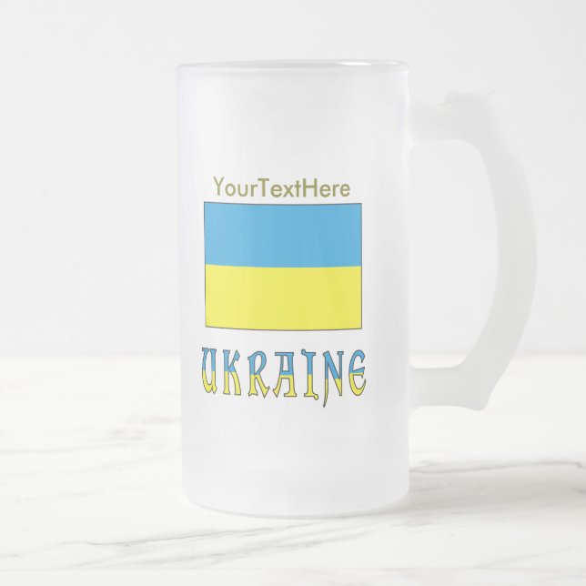Ukraine und ukrainische Flagge mit Ihrem Text Mattglas Bierglas (Rechts)