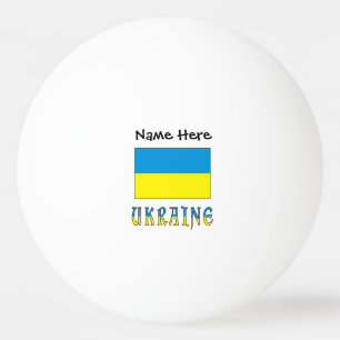 Ukraine und ukrainische Flagge personalisiert  Tischtennisball